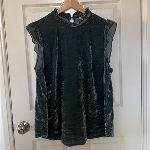 Crushed velvet shell in sage green